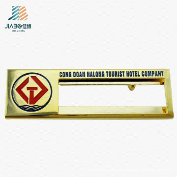 Insignia de nombre del metal del rectángulo del logotipo de la aduana del diseño para la promoción